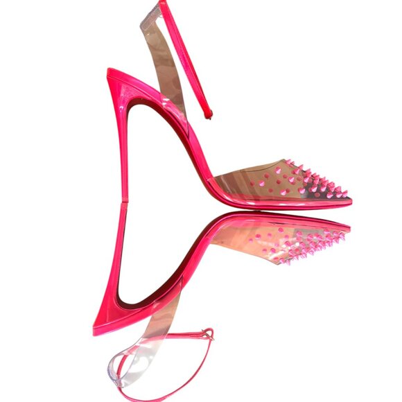 Authentic‎ Christian Louboutin Hot Pink Spiked Stilettos Pumps sz. 8/38 NEW - Picture 6 of 9
